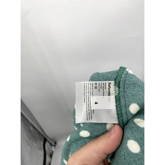 Reformation green zoe polka dot maxi slit skirt - Picture 5 of 6